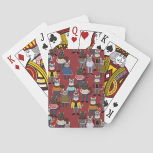 Cool Hipster Cat Pattern Playing Cards