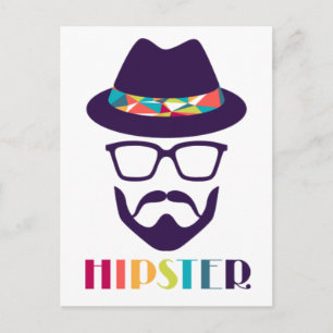 Cool Hipster colourful hat glasses Postcard
