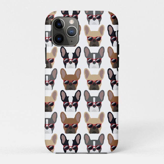 Cool Hipster French Bulldog Patterned Phone Case (Back)