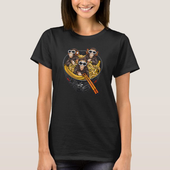 Cool Hipster Monkeys with glasses swimming in bowl T-Shirt (Front)