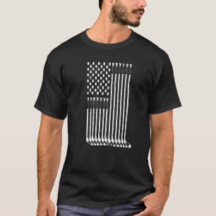 Cool Hockey For Men Women American Flag Hockey Goa T-Shirt