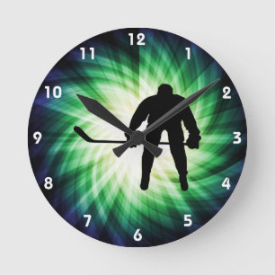 Cool Hockey Player Round Clock