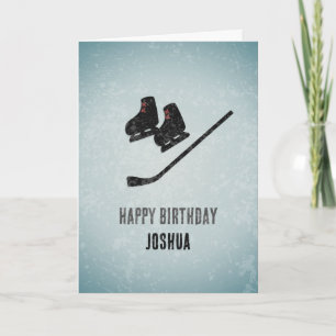 Cool Hockey Themed Ice Texture Male Birthday Card