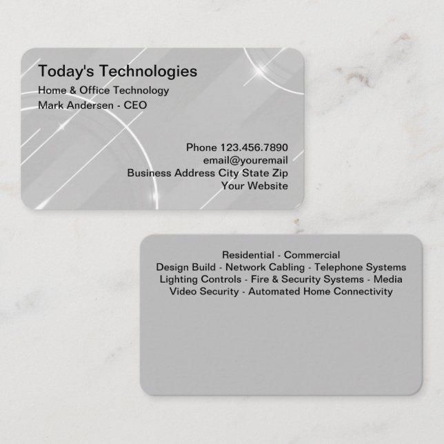 Cool Home And Office Technology Services Business Card (Front/Back)