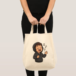 Cool Hoodie Boy Singing Sticker 🎧 Music Lover A Tote Bag