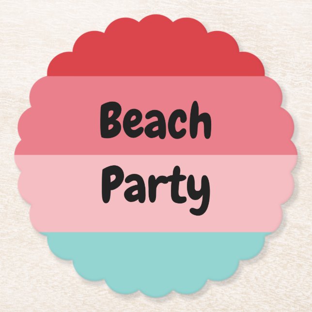 Cool Horizontal Striped Beach Party Paper Coaster (Front)