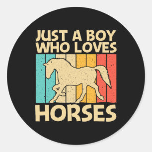 Cool Horse For Boys Kids Equestrian Horseback Ridi Classic Round Sticker