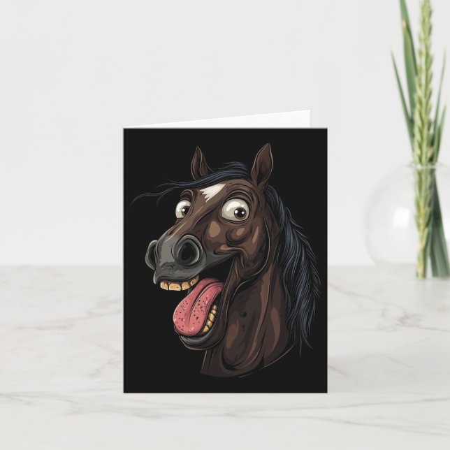 Cool Horse Showing Tongue Horses Riding On Horseba Card (Front)