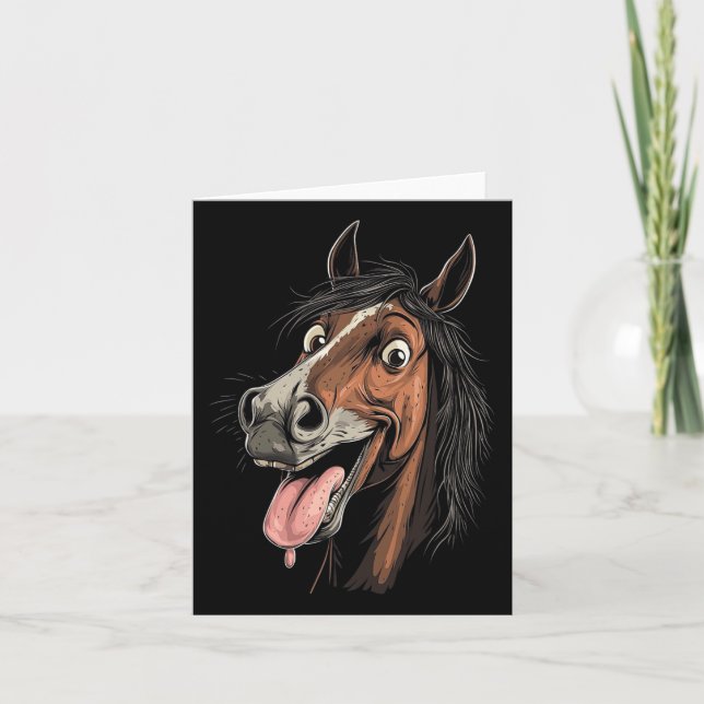 Cool Horse Showing Tongue Horses Riding On Horseba Card (Front)