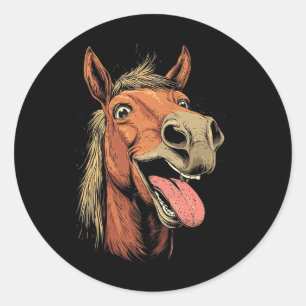 Cool Horse Showing Tongue Horses Riding On Horseba Classic Round Sticker