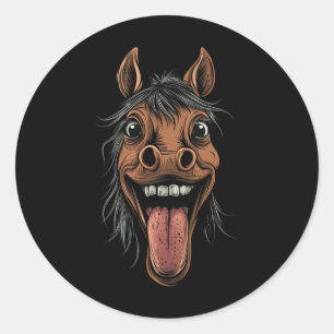 Cool Horse Showing Tongue Horses Riding On Horseba Classic Round Sticker