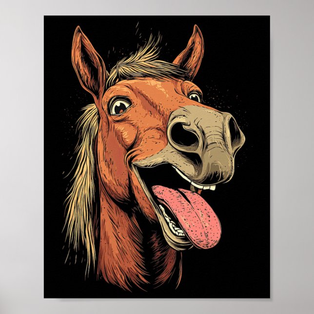 Cool Horse Showing Tongue Horses Riding On Horseba Poster (Front)