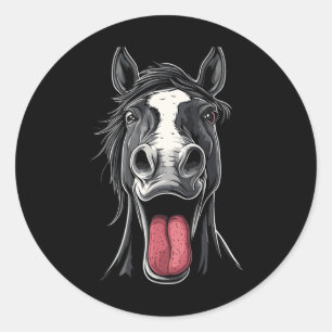 Cool Horse Showing Tongue Horses Riding On Horseck Classic Round Sticker