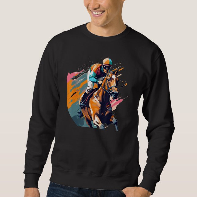 Cool Horse with Horseman for  Horseracing Sweatshirt (Front)
