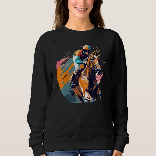 Cool Horse with Horseman for  Horseracing Sweatshirt (Front)