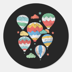 Cool Hot Air Balloon Graphic Art Hot Air Balloon F Classic Round Sticker