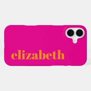 Cool Hot Pink and Orange Name Template iPhone 16 Plus Case