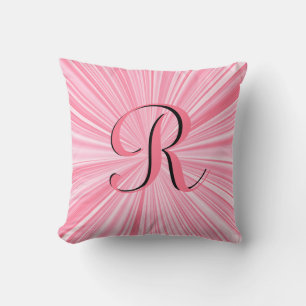 Cool Hot Pink Colour Burst Monogram Initial Custom Cushion