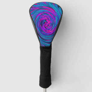 Cool Hot Pink, Purple and Blue Abstract Retro Golf Head Cover