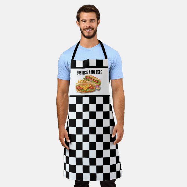 Cool hotdog add Business name check Apron (Worn)