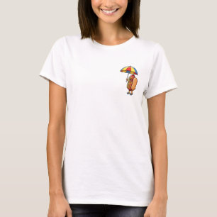 Cool Hotdog Holding Colourful Umbrella T-Shirt
