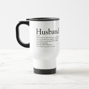 Cool Husband Definition Black and White Modern Travel Mug