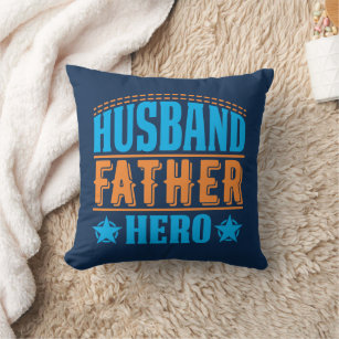 cool Husband Father Hero word art  Cushion