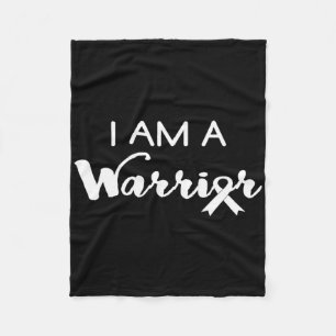 Cool I Am A Warrior Ribbon Breast Childhood Cancer Fleece Blanket