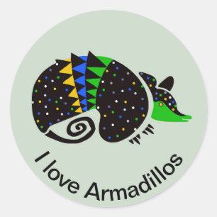 Cool  I love ARMADILLOS - Wildlife- Animal Classic Round Sticker