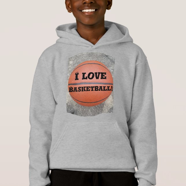 Cool I Love Basketball Fun Kids Shirt (Front)