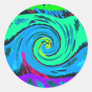 Cool I Love Hawaii: Floral Pop Art pattern Design Classic Round Sticker