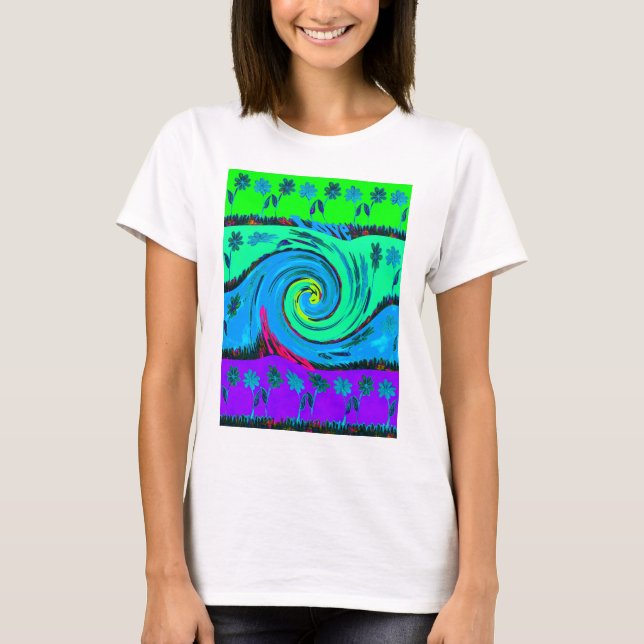 Cool I Love Hawaii: Floral Pop Art pattern Design T-Shirt (Front)