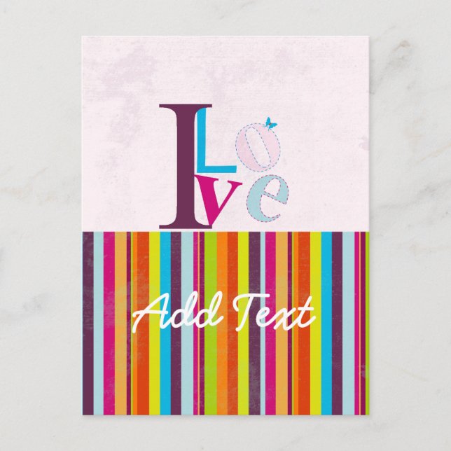 Cool "I LOVE" retro colourful bright stripes Postcard (Front)
