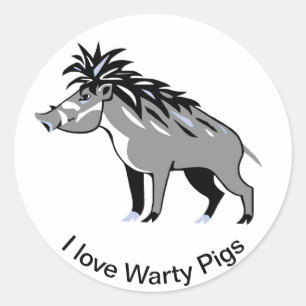 Cool I love Warty PIGS - Animal lover - Nature - - Classic Round Sticker