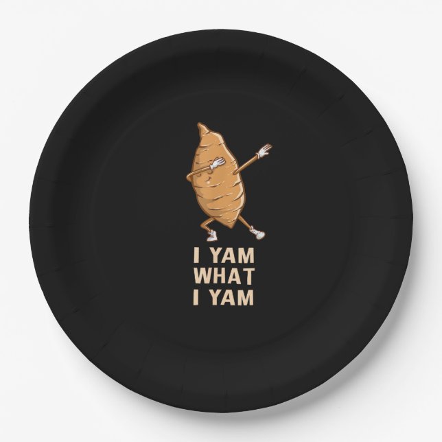 Cool I Yam What I Yam - Funny Dabbing Fan Dancer  Paper Plate (Front)