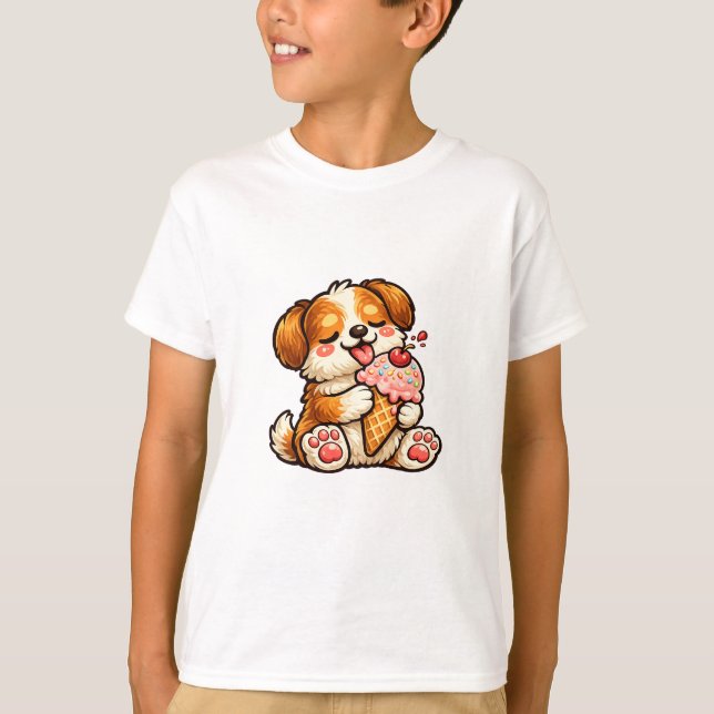 Cool Ice Cream Dog T-Shirt (Front)