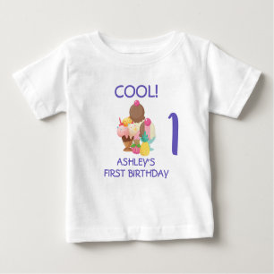 Cool Ice Cream First Birthday Baby T-Shirt