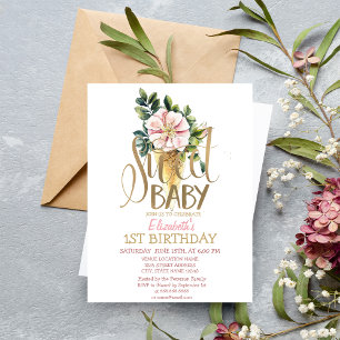 Cool Ice Cream Flower Striped Birthday  Invitation