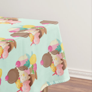 Cool Ice Cream Pattern Horizontal Tablecloth