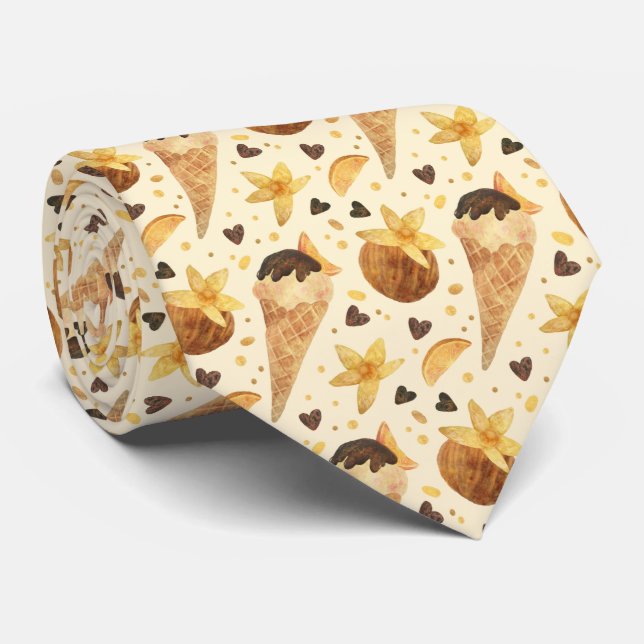 cool ice cream tiled pattern neck tie (Rolled)