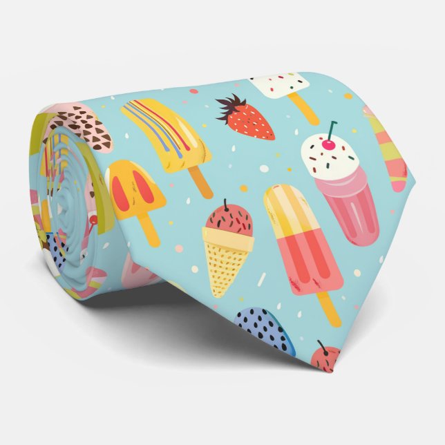 Cool ice cream tiled pattern  tie (Rolled)