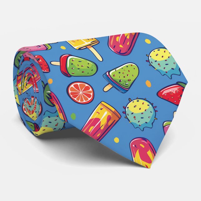 Cool ice cream tiled pattern  tie (Rolled)