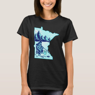 Cool Ice Fishing Minnesota Map Shirt For Fishermen
