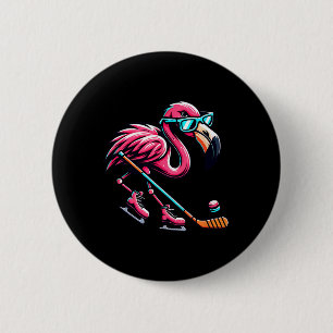 Cool Ice Hockey Flamingo Shades Style  6 Cm Round Badge