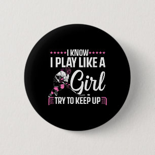 Cool Ice Hockey For Women Girls Hockey Lover Team 6 Cm Round Badge