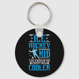 Cool Ice Hockey Kid Key Ring