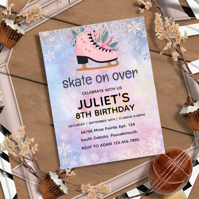 cool ice skating party 8th birthday invitation (Creator Uploaded)