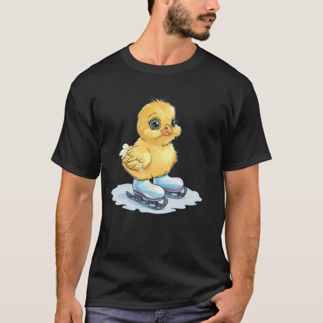 Cool Ice skating Shoes with funny Chick Outfit T-Shirt (Front)