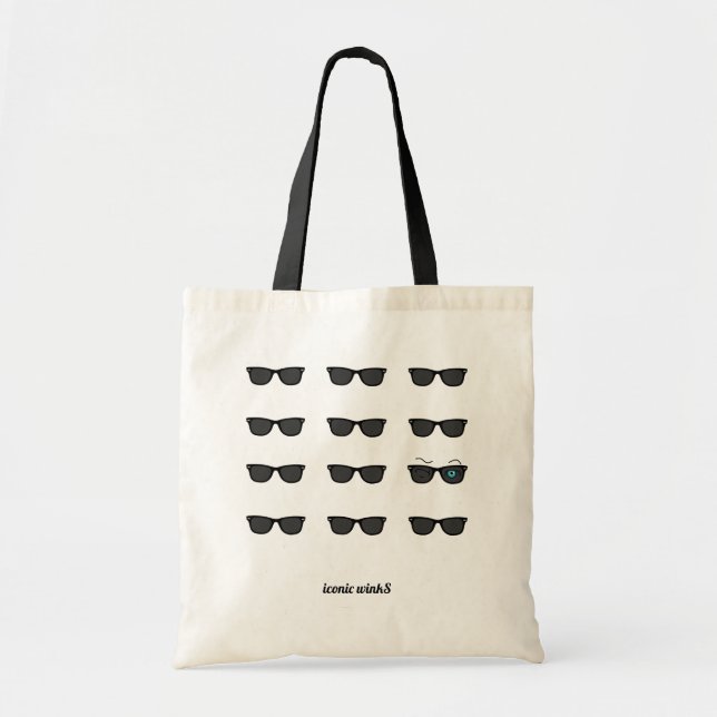 Cool iconic winkS Black Sunglasses Pattern Tote Bag (Front)