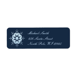 Cool Icy Blue Christmas Glitter Crystal Snowflake Return Address Label